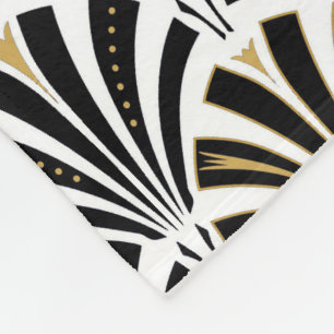 Art Deco-ventilatorpatroon - zwart-wit Fleece Deken