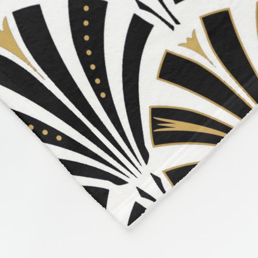 Art Deco-ventilatorpatroon - zwart-wit Fleece Deken (Hoek)