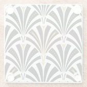 Art Deco-ventilatorpatroon - zwart-wit Glazen Onderzetter (Achterkant)