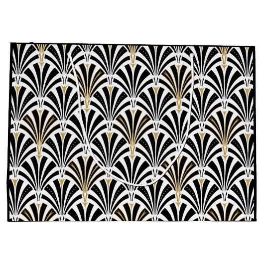 Art Deco-ventilatorpatroon - zwart-wit Groot Cadeauzakje (Achterkant)