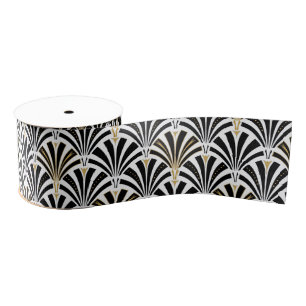 Art Deco-ventilatorpatroon - zwart-wit Grosgrain Lint