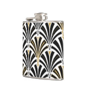 Art Deco-ventilatorpatroon - zwart-wit Heupfles (Links)