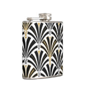 Art Deco-ventilatorpatroon - zwart-wit Heupfles (Rechts)