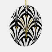 Art Deco-ventilatorpatroon - zwart-wit Keramisch Ornament (Rechts)