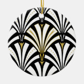 Art Deco-ventilatorpatroon - zwart-wit Keramisch Ornament (Voorkant)