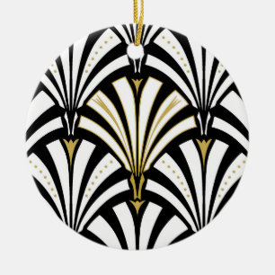 Art Deco-ventilatorpatroon - zwart-wit Keramisch Ornament