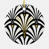 Art Deco-ventilatorpatroon - zwart-wit Keramisch Ornament (Achterkant)