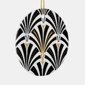 Art Deco-ventilatorpatroon - zwart-wit Keramisch Ornament (Rechts)