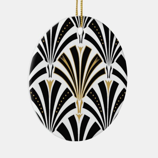 Art Deco-ventilatorpatroon - zwart-wit Keramisch Ornament (Rechts)