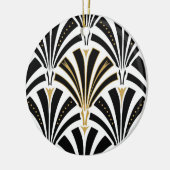 Art Deco-ventilatorpatroon - zwart-wit Keramisch Ornament (Links)