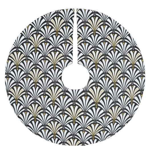 Art Deco-ventilatorpatroon - zwart-wit Kerstboom Rok (Voorkant)