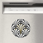 Art Deco-ventilatorpatroon - zwart-wit Magneet (Insitu (Vaatwasser))