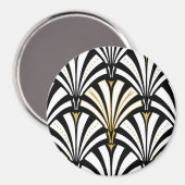 Art Deco-ventilatorpatroon - zwart-wit Magneet (Voorkant / Achterkant)