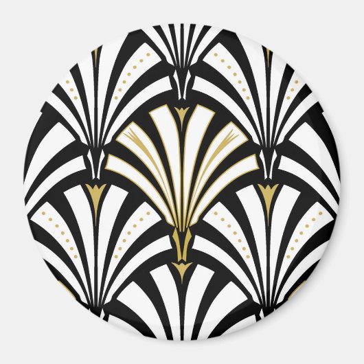 Art Deco-ventilatorpatroon - zwart-wit Magneet (Voorkant)