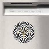 Art Deco-ventilatorpatroon - zwart-wit Magneet (Insitu (Vaatwasser))