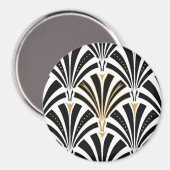 Art Deco-ventilatorpatroon - zwart-wit Magneet (Voorkant / Achterkant)