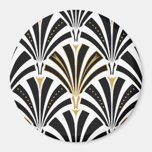 Art Deco-ventilatorpatroon - zwart-wit Magneet