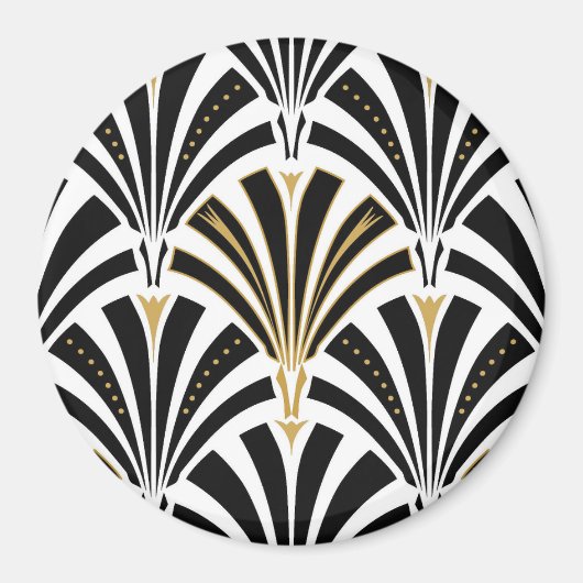 Art Deco-ventilatorpatroon - zwart-wit Magneet (Voorkant)