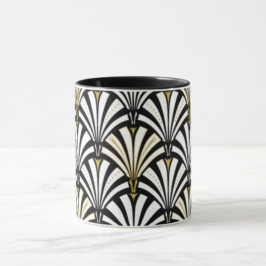 Art Deco-ventilatorpatroon - zwart-wit Mok (Midden)