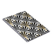 Art Deco-ventilatorpatroon - zwart-wit Notitieboek (Rechterzijde)