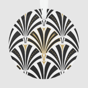 Art Deco-ventilatorpatroon - zwart-wit Ornament