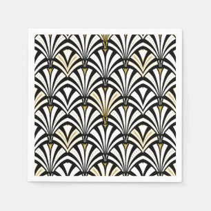 Art Deco-ventilatorpatroon - zwart-wit Servet
