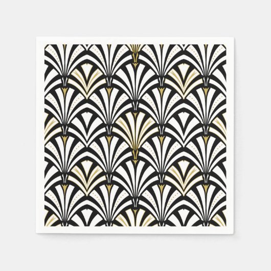 Art Deco-ventilatorpatroon - zwart-wit Servet (Voorkant)