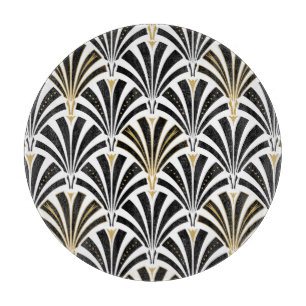 Art Deco-ventilatorpatroon - zwart-wit Snijplank