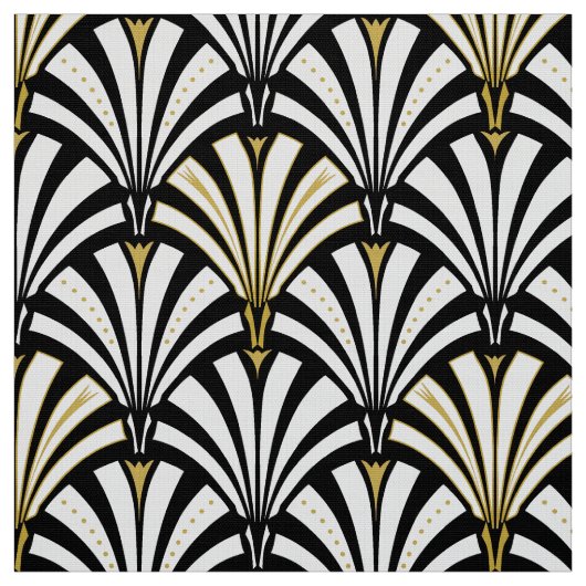 Art Deco-ventilatorpatroon - zwart-wit Stof (Swatch)