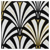 Art Deco-ventilatorpatroon - zwart-wit Stof (Close Up)