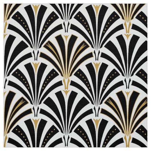 Art Deco-ventilatorpatroon - zwart-wit Stof (Swatch)