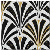 Art Deco-ventilatorpatroon - zwart-wit Stof (Close Up)