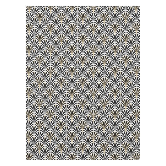 Art Deco-ventilatorpatroon - zwart-wit Tafelkleed (Voorkant)