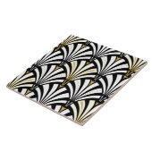 Art Deco-ventilatorpatroon - zwart-wit Tegeltje (Zijkant)