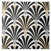Art Deco-ventilatorpatroon - zwart-wit Tegeltje (Voorkant)