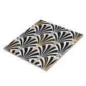 Art Deco-ventilatorpatroon - zwart-wit Tegeltje (Zijkant)