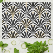 Art Deco-ventilatorpatroon - zwart-wit Theedoek (Gevouwen)