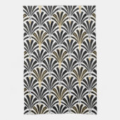 Art Deco-ventilatorpatroon - zwart-wit Theedoek (Verticaal)