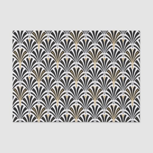 Art Deco-ventilatorpatroon - zwart-wit Tissuepapier (Voorkant)