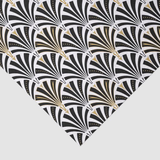 Art Deco-ventilatorpatroon - zwart-wit Tissuepapier (Detail)