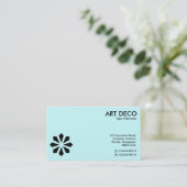 Art Deco-ventilatorsymbool - licht blauw Visitekaartje (Staand voorkant)