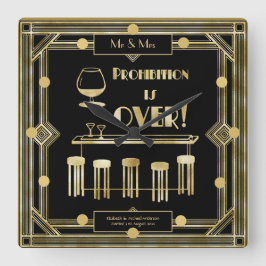 Art Deco-verbod is meer dan 1920 zwart goud Vierkante Klok