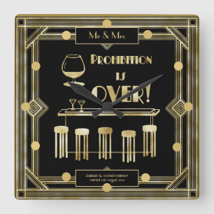 Art Deco-verbod is meer dan 1920 zwart goud Vierkante Klok