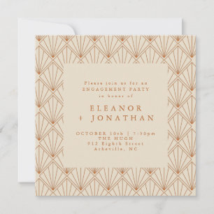 Art Deco Verbrand Oranje Elegant Verlovingsfeest Kaart