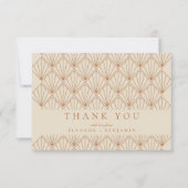 Art Deco Verbrandt Oranje Elegant Custom Wedding Bedankkaart (Voorkant)