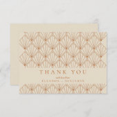 Art Deco Verbrandt Oranje Elegant Custom Wedding Bedankkaart (Voorkant / Achterkant)