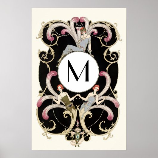 ART DECO VEREN, SCHOONHEID MODE KOSTUUM MONOGRAAM POSTER (Voorkant)