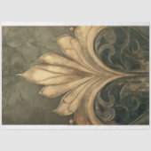 Art Deco verguld gouden motief patroon olijfgroen Tissuepapier (Voorkant)