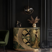 Art Deco verguld gouden motief patroon olijfgroen Tissuepapier