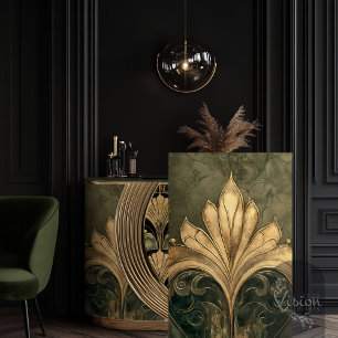 Art Deco verguld gouden motief patroon olijfgroen Tissuepapier